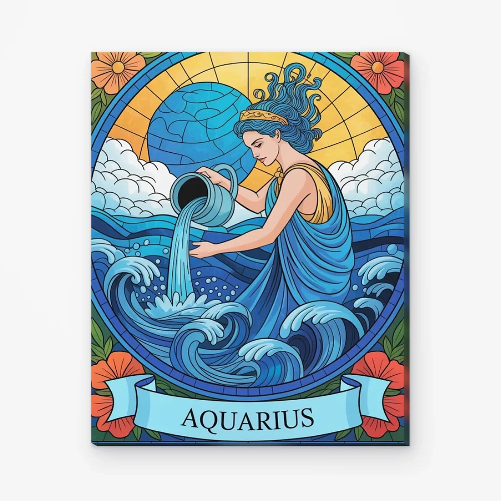 Pintar por Números - Constelación - Acuario estilo vidriera