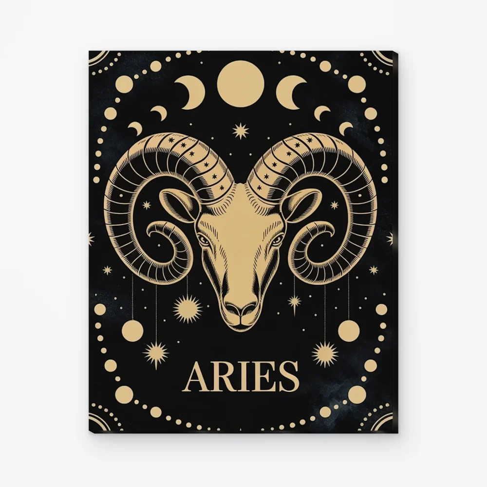 Pintar por Números - Constelación - Aries negro y dorado