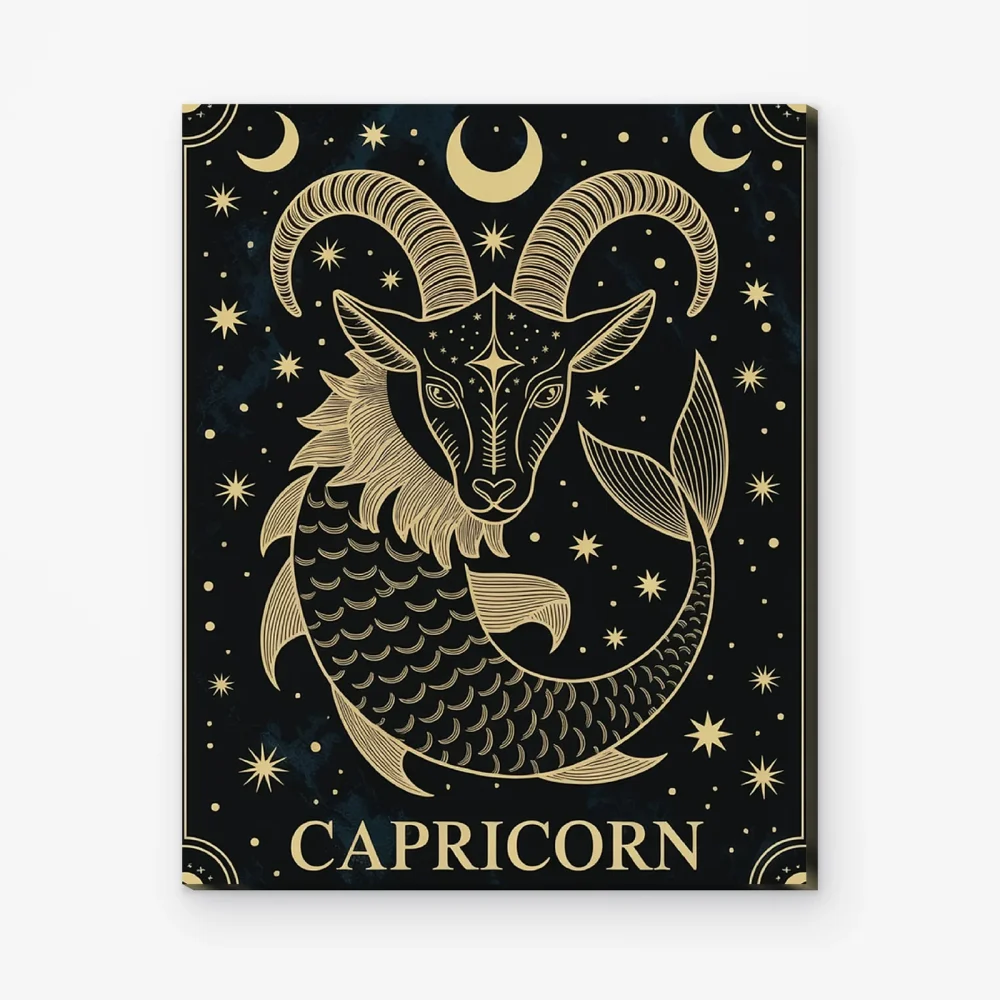 Pintar por Números - Constelación - Capricornio negro y dorado