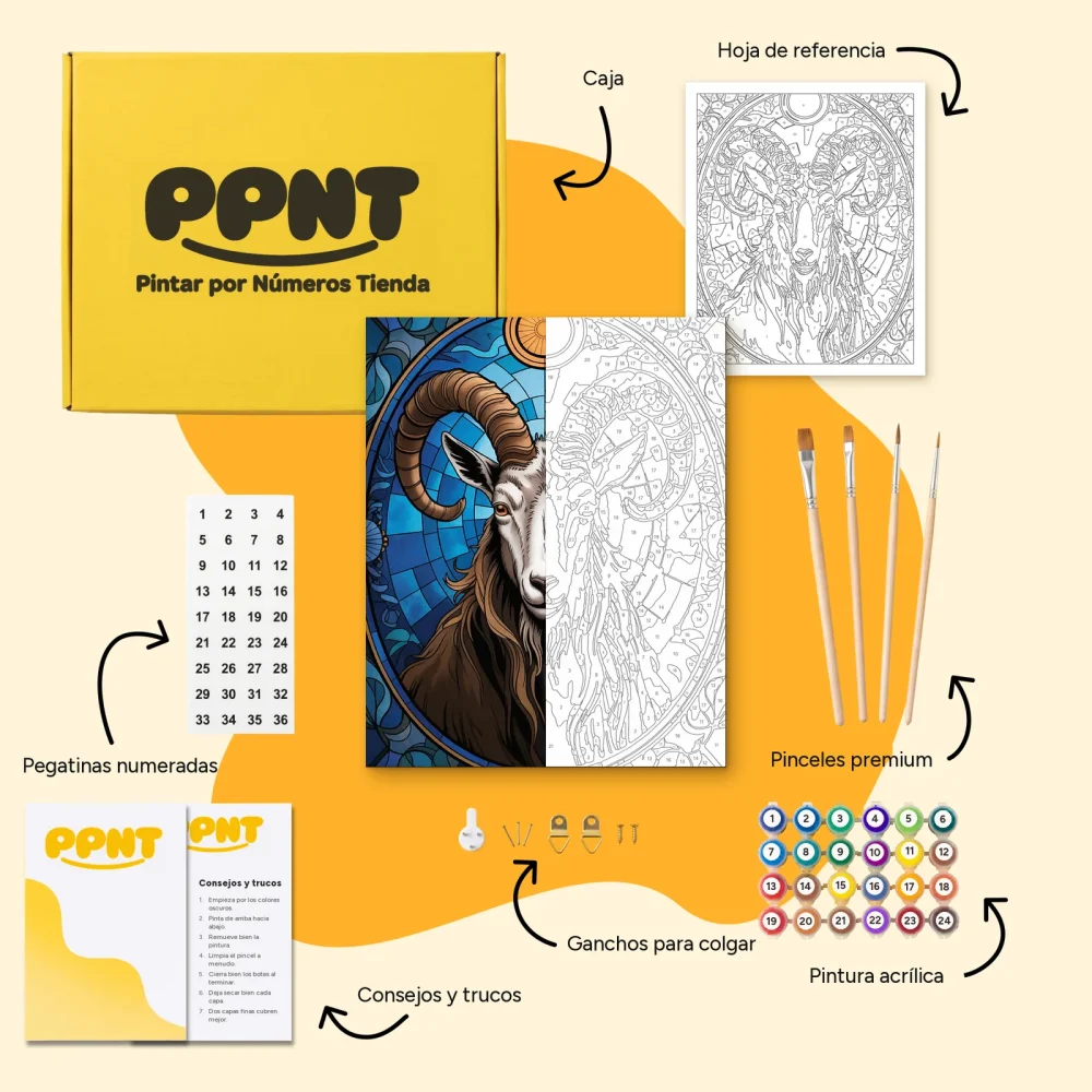 Pintar por Números - Constelación - Capricornio estilo vidriera