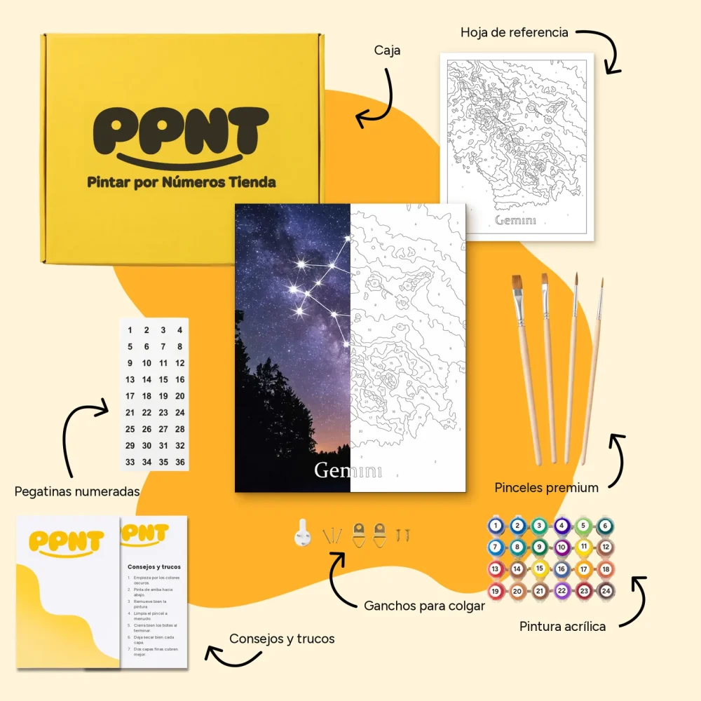 Pintar por Números - Constelación - Géminis en la Vía Láctea