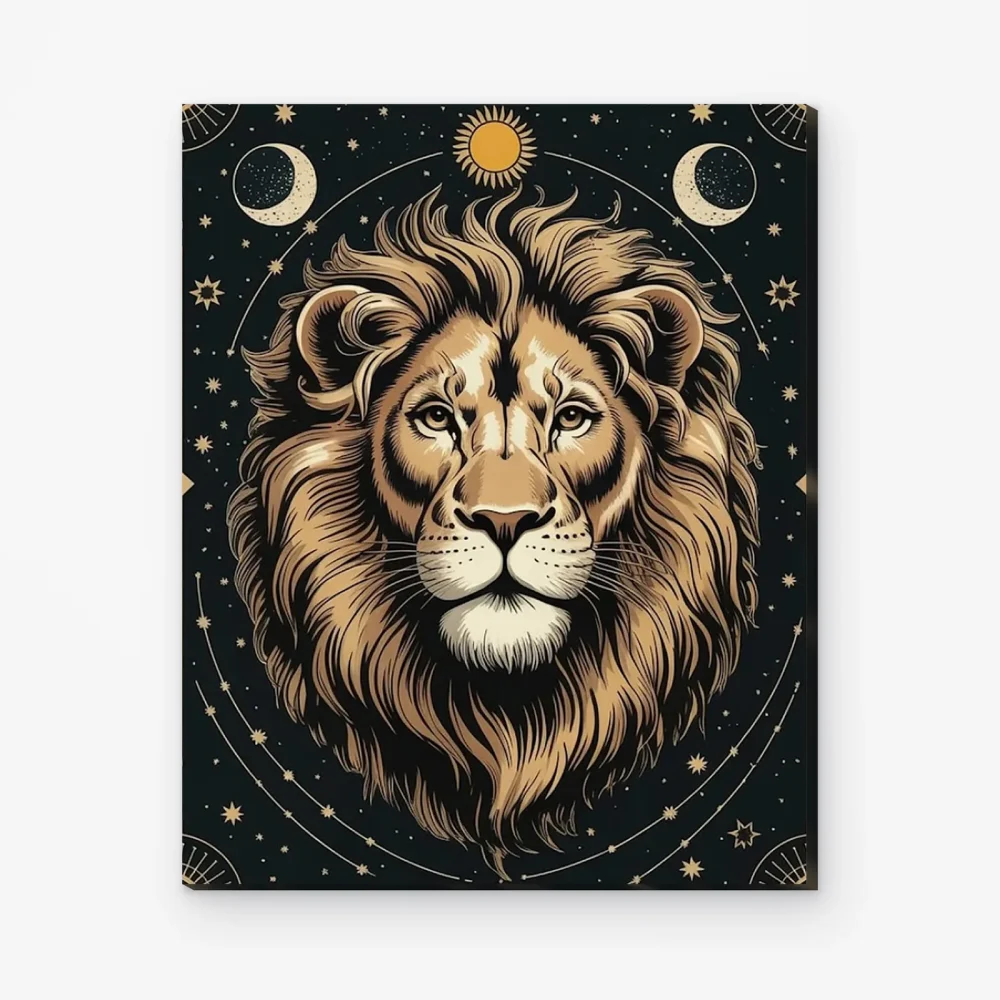 Pintar por Números - Constelación - Leo negro y dorado