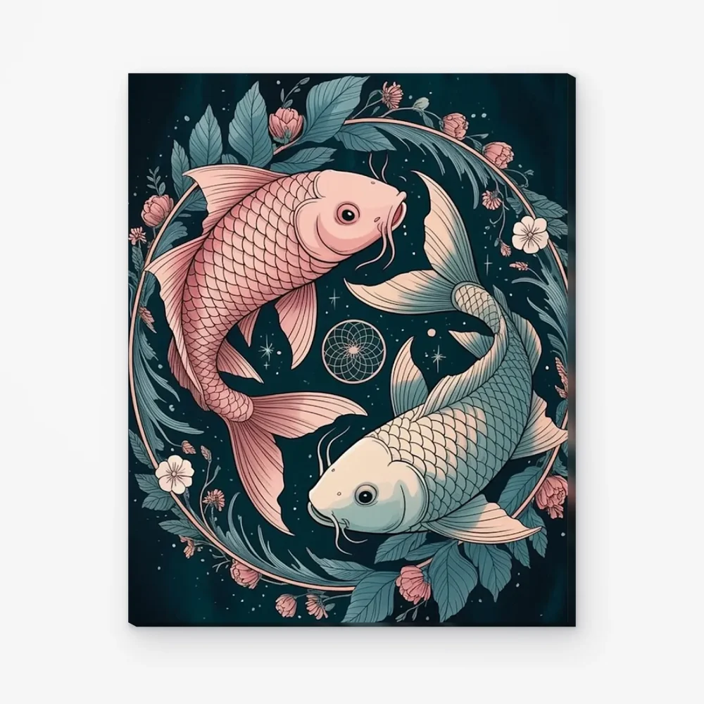 Pintar por Números - Constelación - Piscis con flores