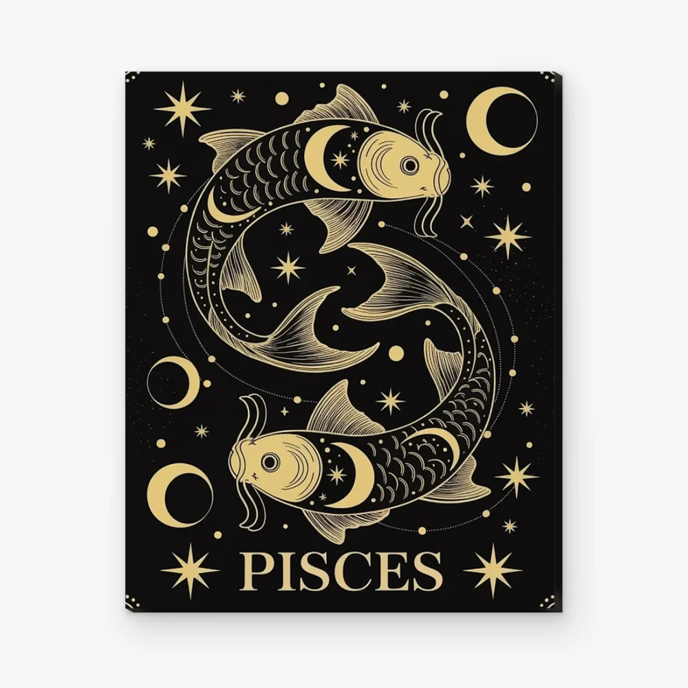 Pintar por Números - Constelación - Piscis negro y dorado