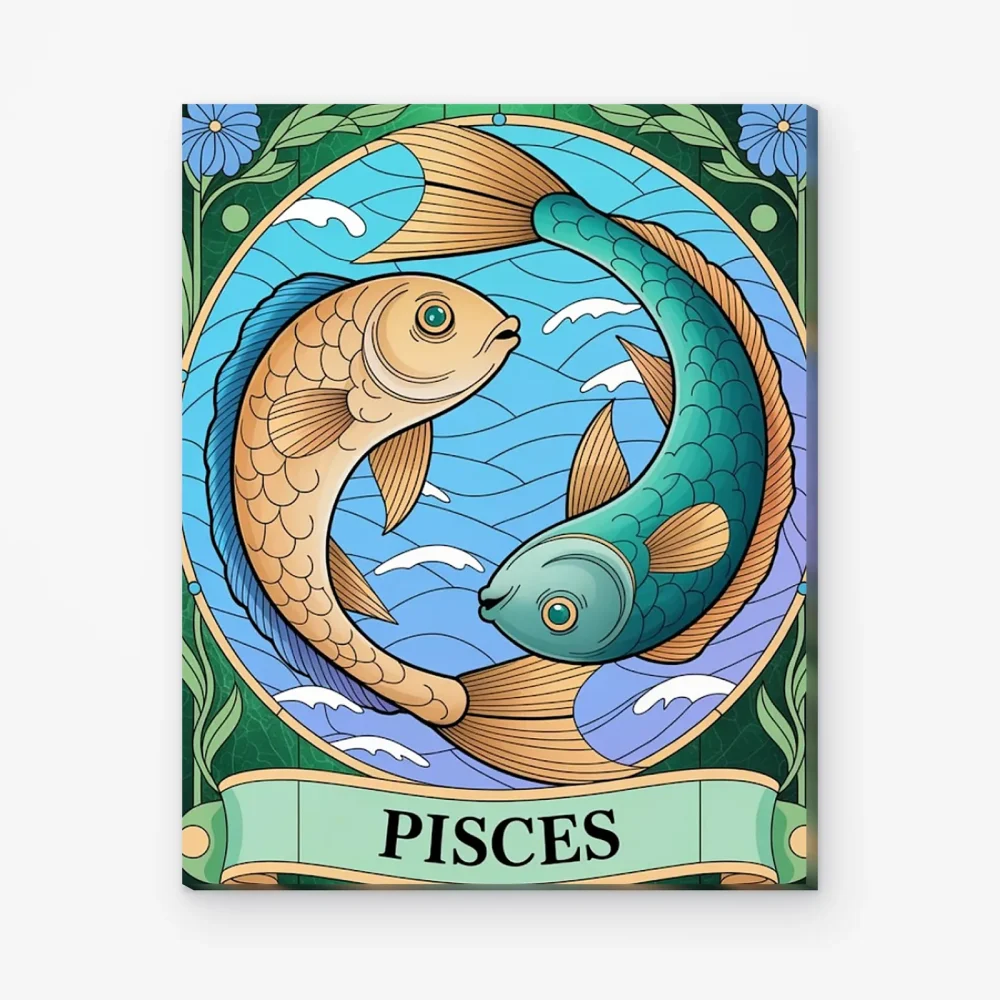 Pintar por Números - Constelación - Piscis estilo vidriera