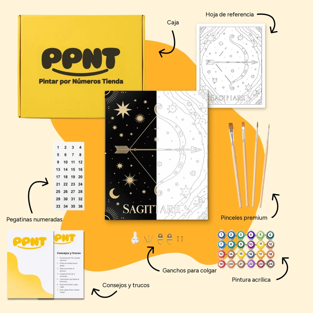 Pintar por Números - Constelación - Sagitario negro y dorado