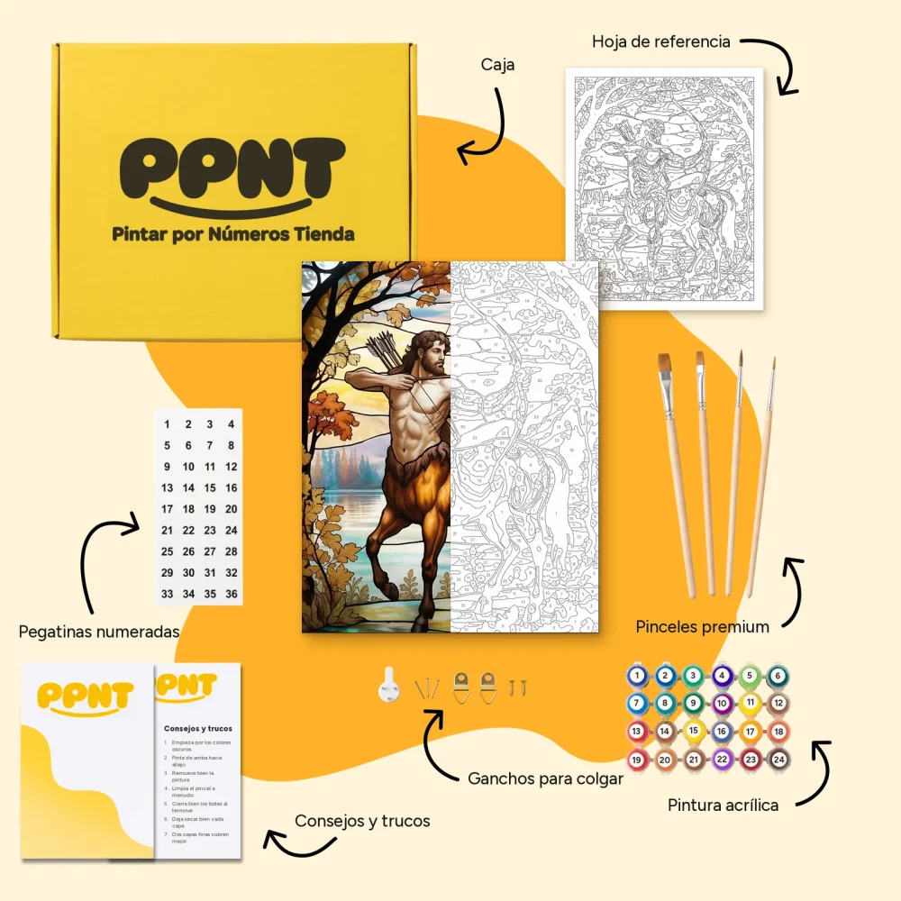 Pintar por Números - Constelación - Sagitario estilo vidriera