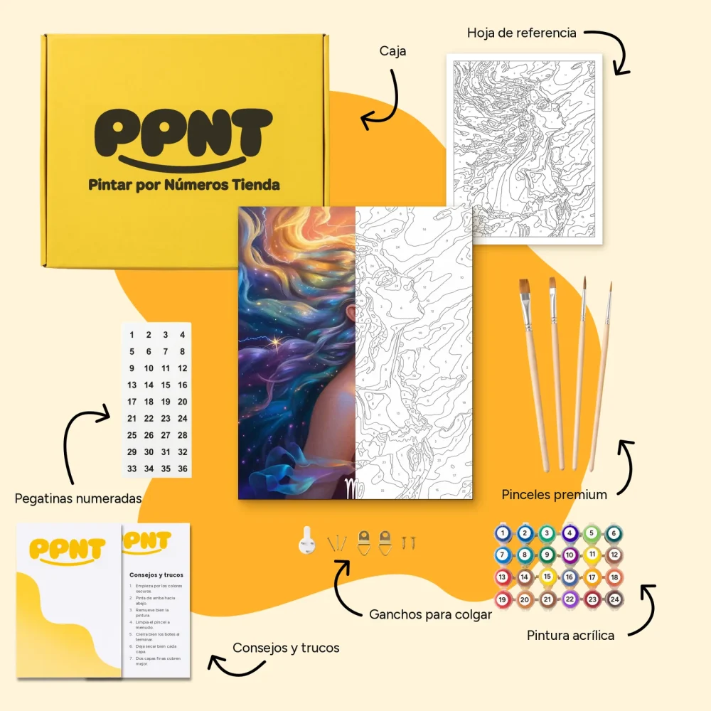 Pintar por Números - Constelación - Virgo multicolor