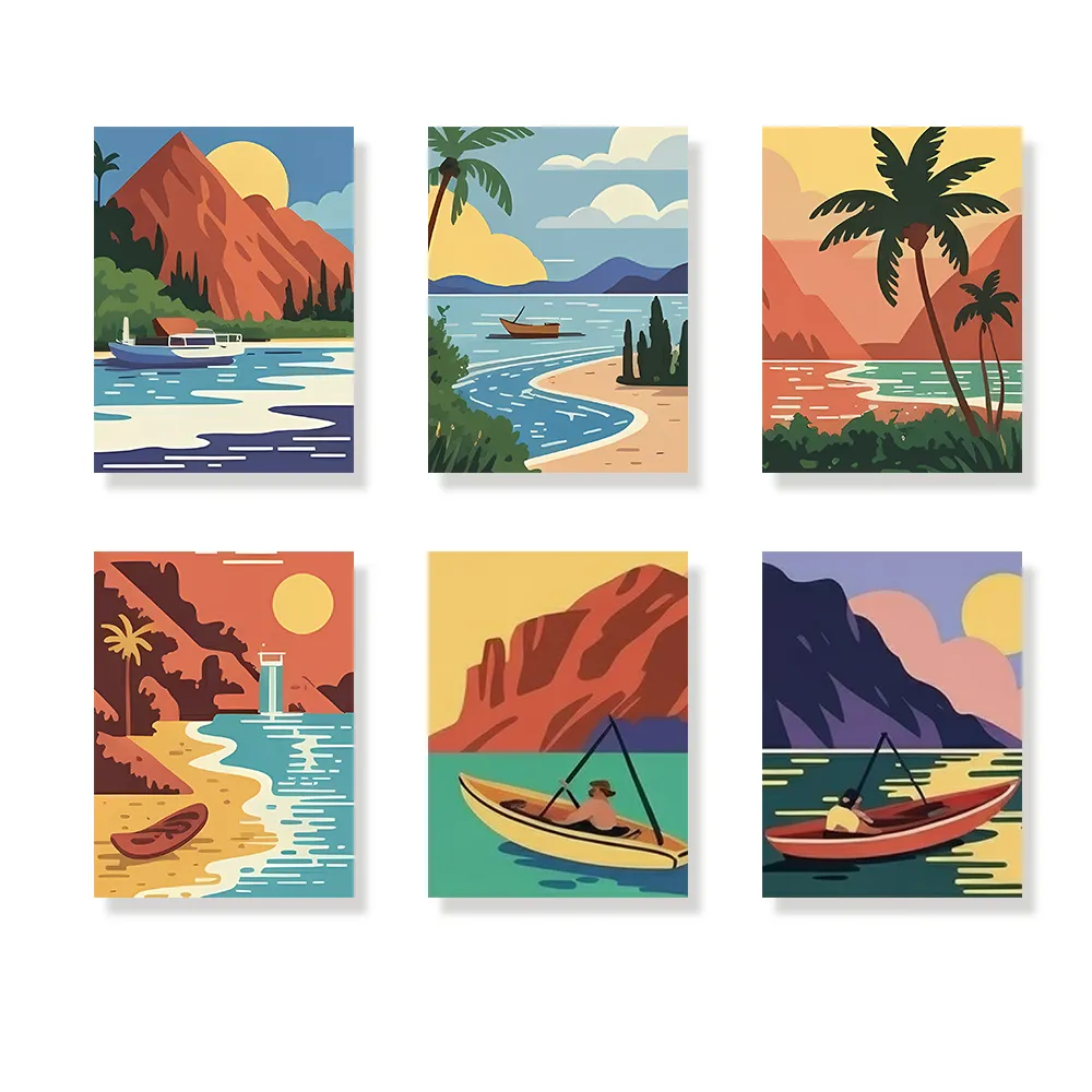 Pintar por números - 6 mini pinturas | Laguna Perezosa