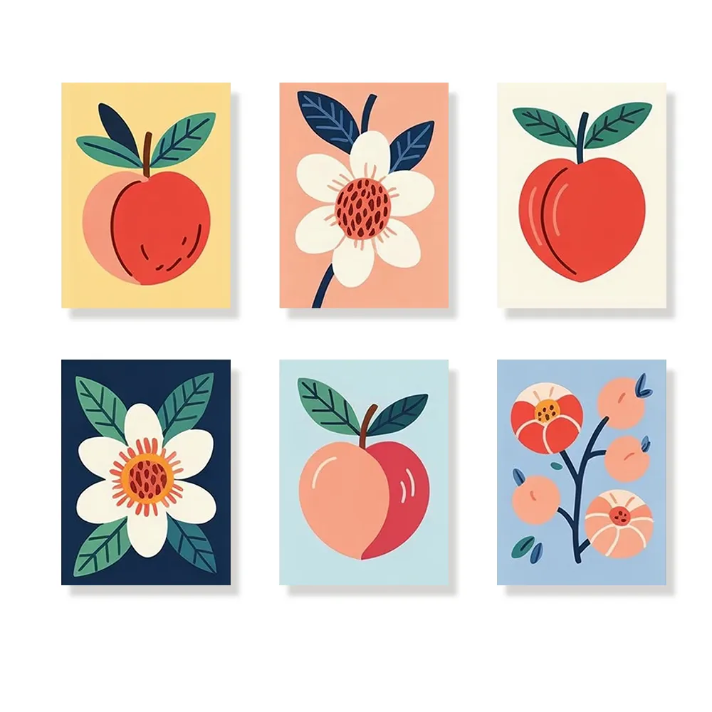 Pintar por números - 6 mini pinturas | Melocotón silvestre