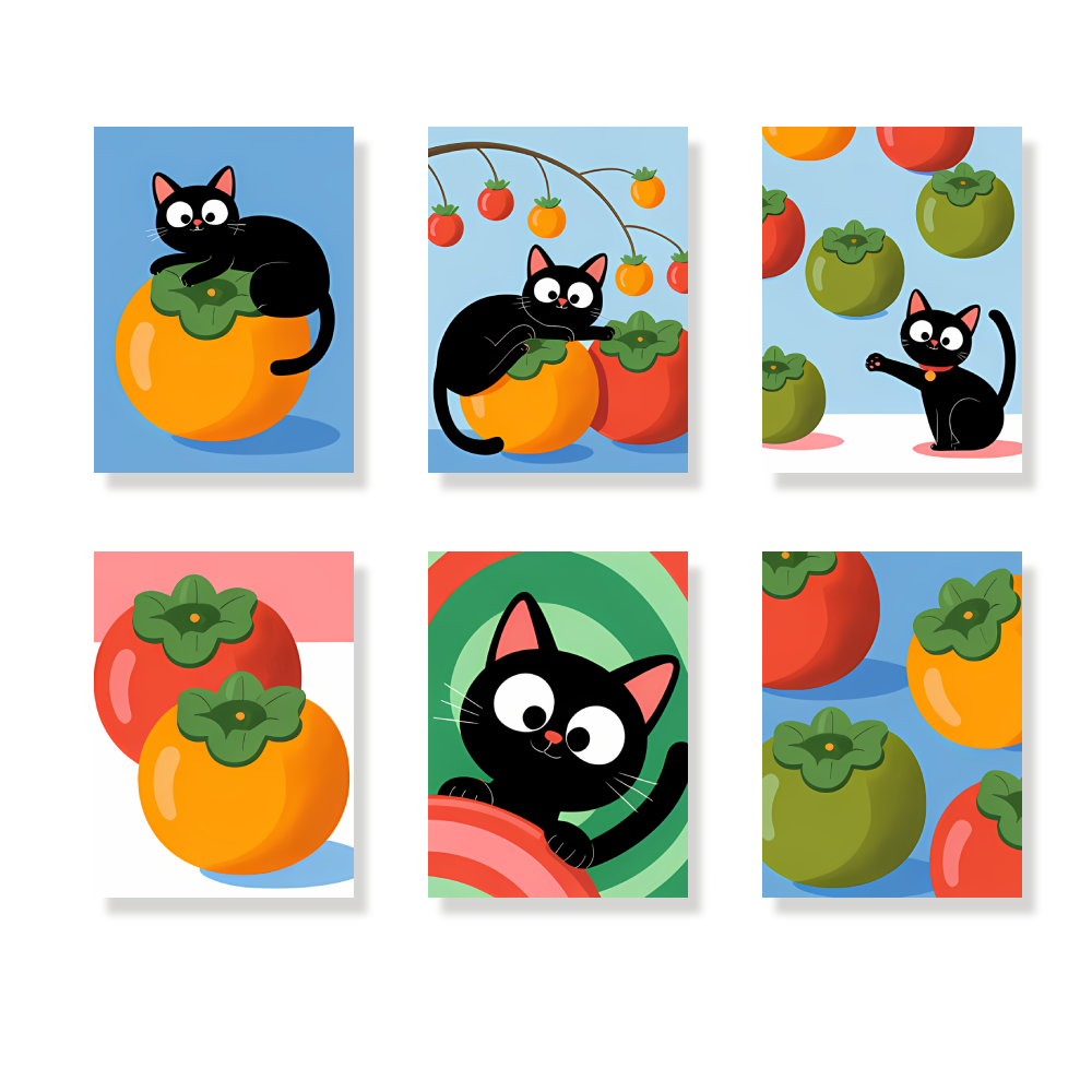 Pintar por números - 6 mini pinturas | Conjunto de Recompensa del Gato Negro