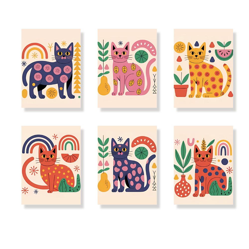 Pintar por números - 6 mini pinturas | Conjunto de Retrat-idos Abstractos