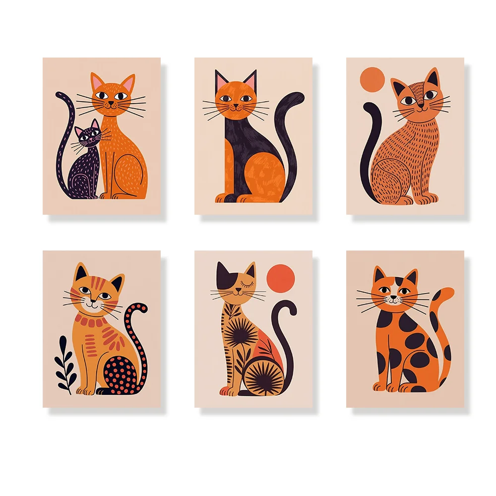 Pintar por números - 6 mini pinturas | Gatos boho
