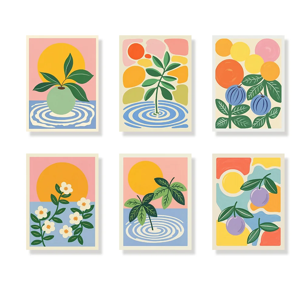 Pintar por números - 6 mini pinturas | Ondulación de ciruela