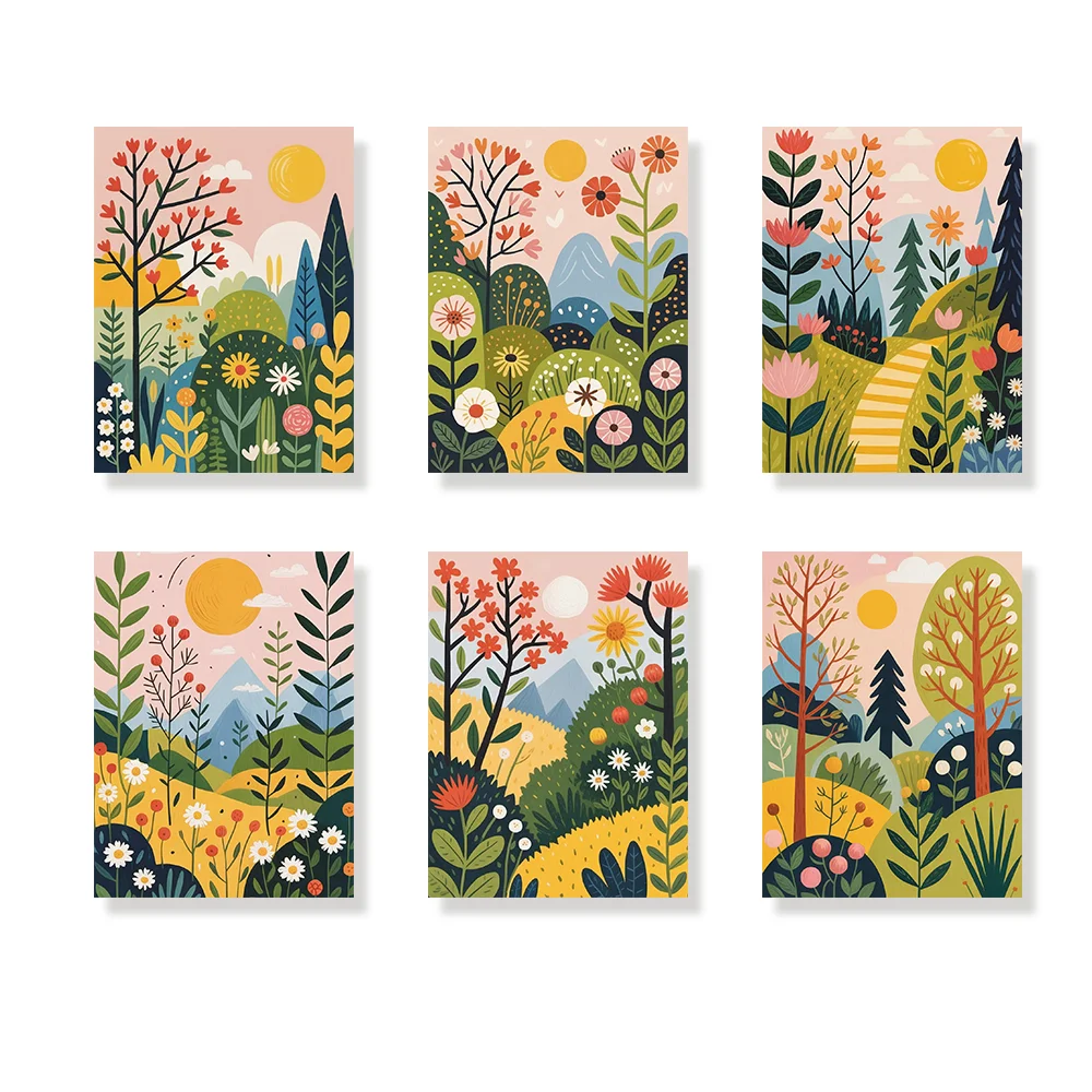 Pintar por números - 6 mini pinturas | Pequeño matorral