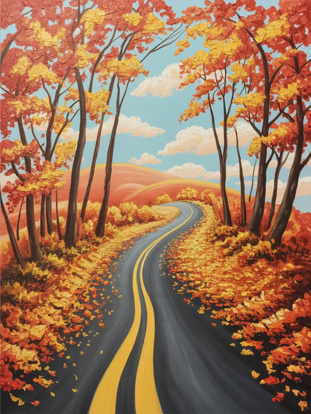 Pintar por Números - Camino a través del resplandor del otoño, foto 2