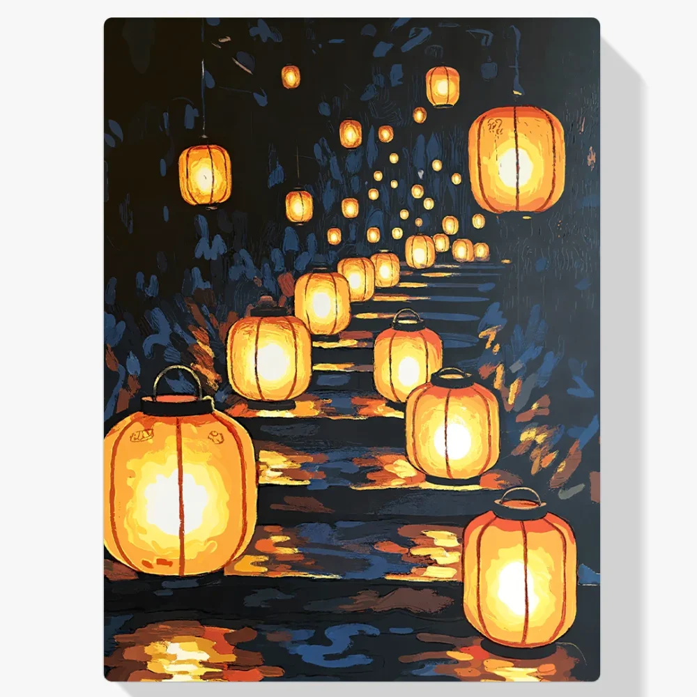 Pintar por Números - Camino con faroles de papel