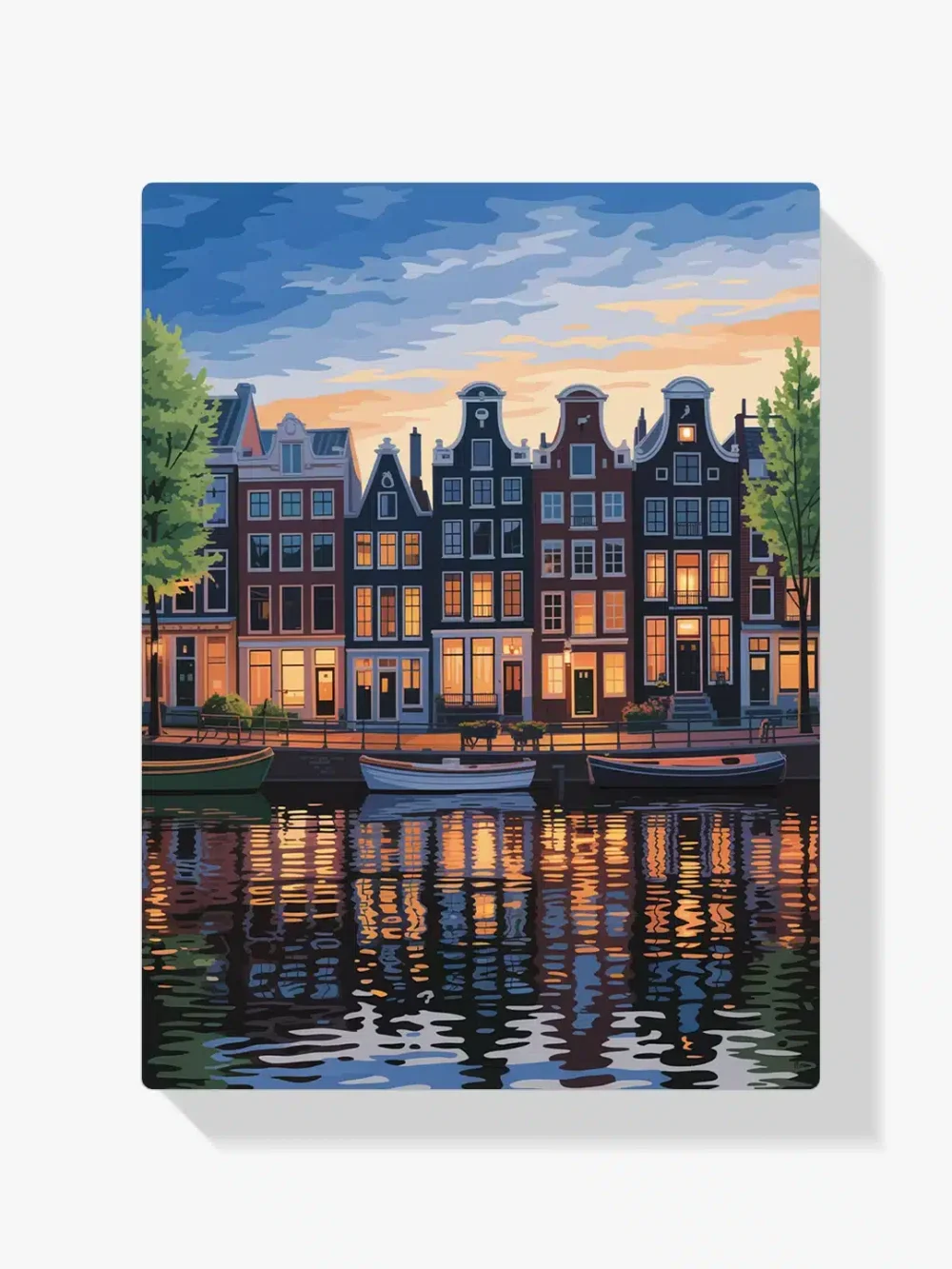 Pintar por Números - Casas del canal de Ámsterdam al atardecer, foto 1
