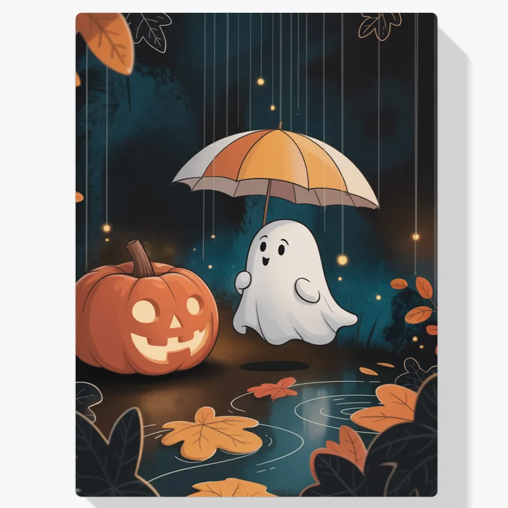 Pintar por Números - Fantasma con calabaza bajo la lluvia