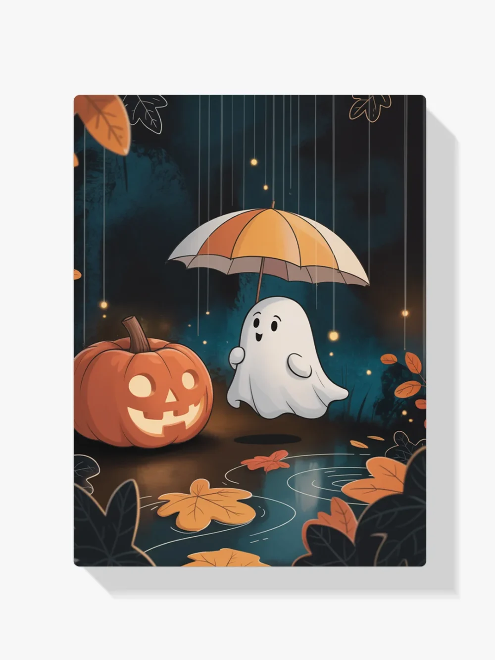 Pintar por Números - Fantasma con calabaza bajo la lluvia, foto 1