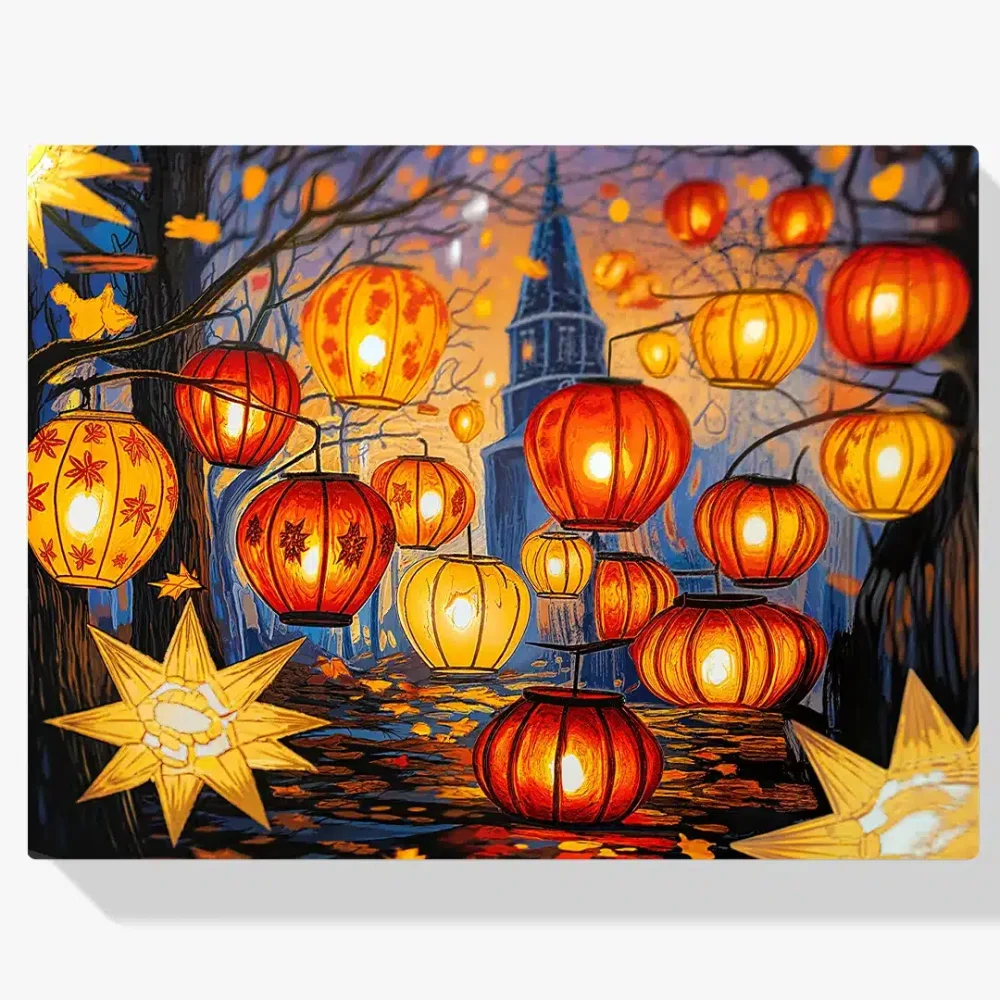 Pintar por Números - Faroles dorados brillantes