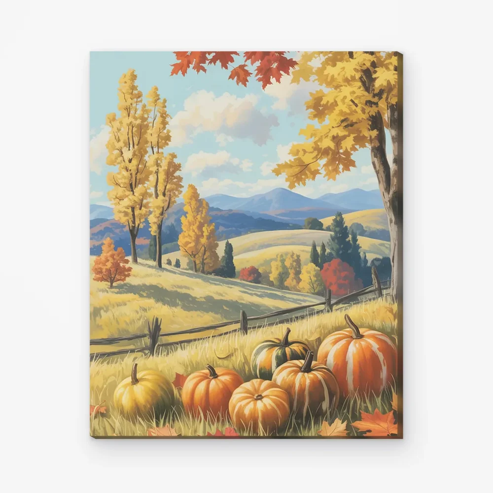 Pintar por Números - Calabazas bajo el cielo otoñal