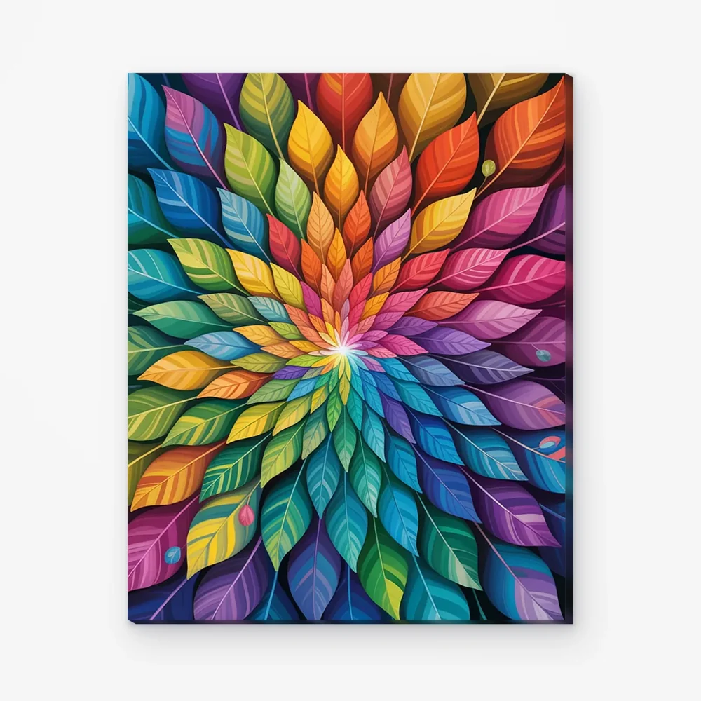 Pintar por Números - Explosión de hojas vibrantes – Mandalas