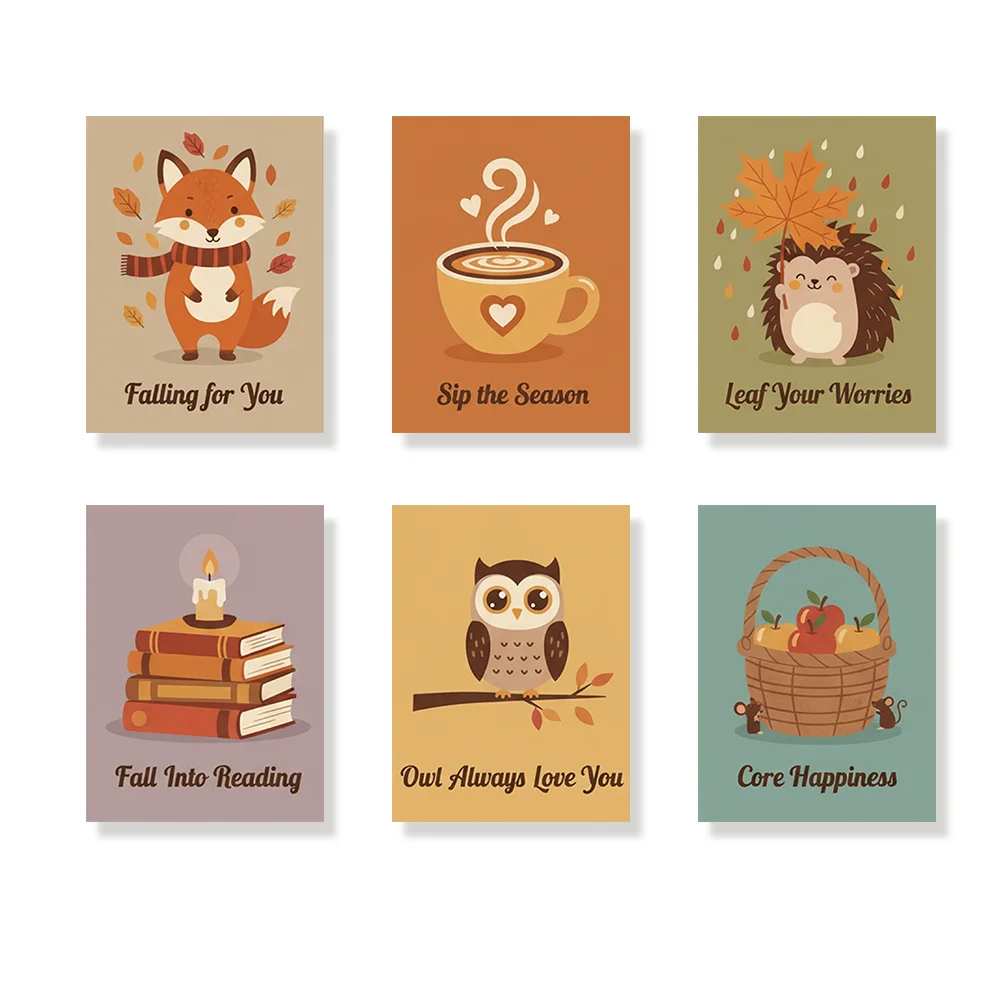 Pintar por números - 6 mini pinturas | Acogedor ambiente otoñal