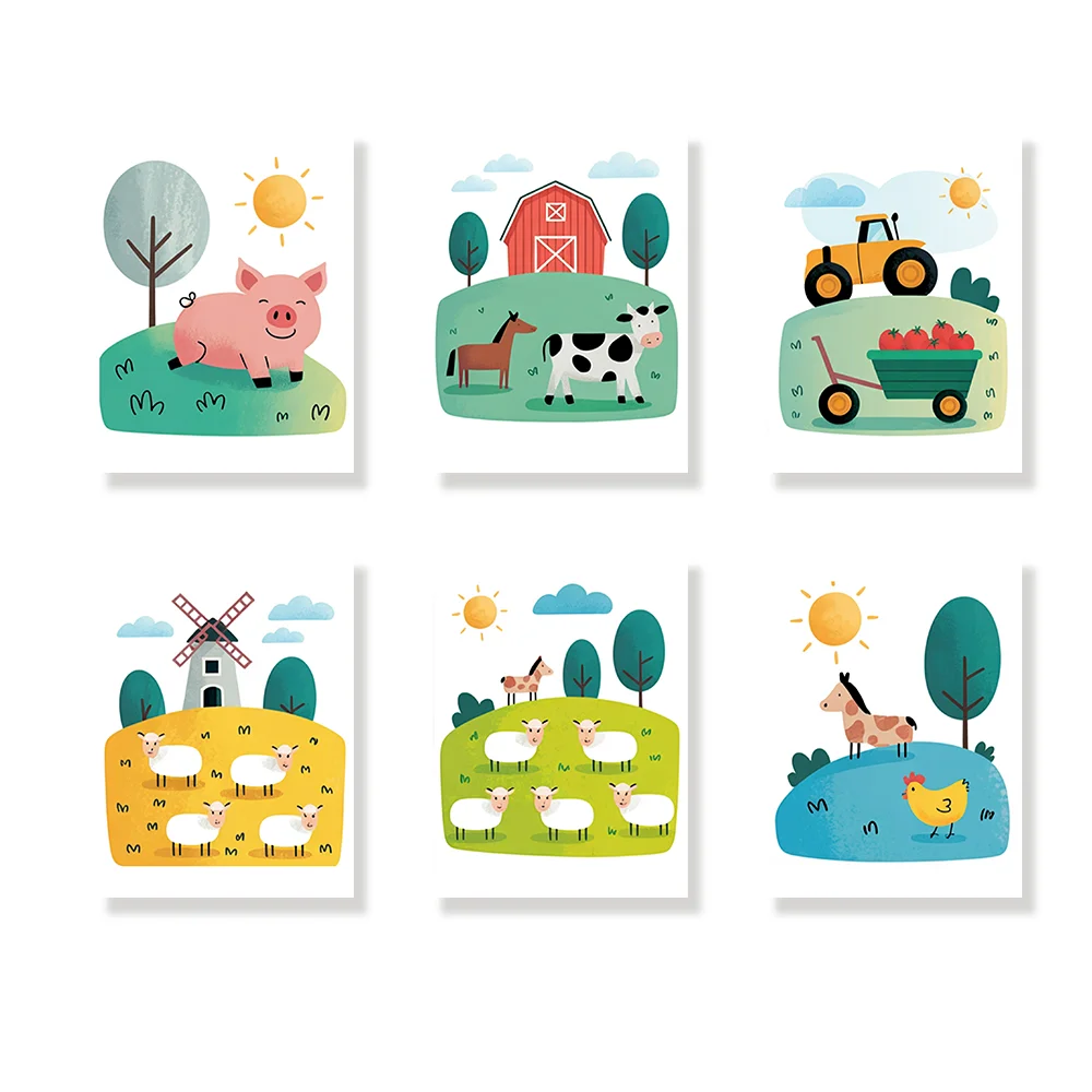 Pintar por números - 6 mini pinturas | Amigos de la granja