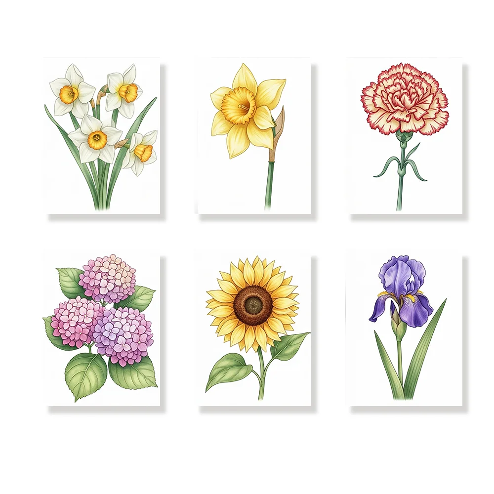 Pintar por números - 6 mini pinturas | El lenguaje de las flores