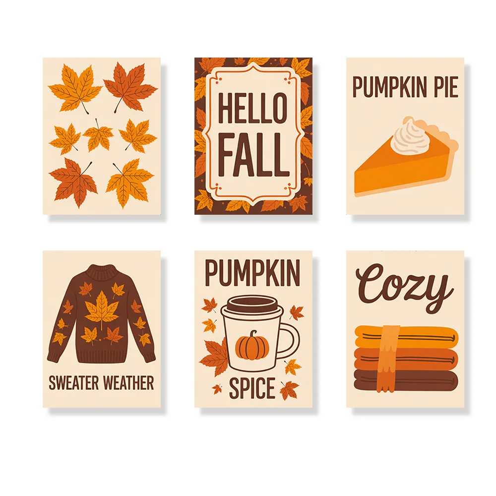 Pintar por números - 6 mini pinturas | Esenciales acogedores de otoño