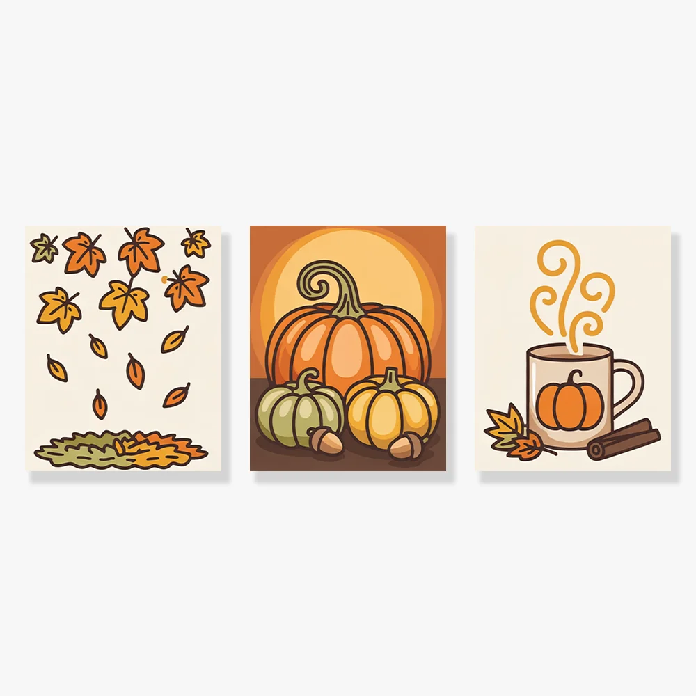 Pintar por números - 3 mini pinturas | Felicidad otoñal