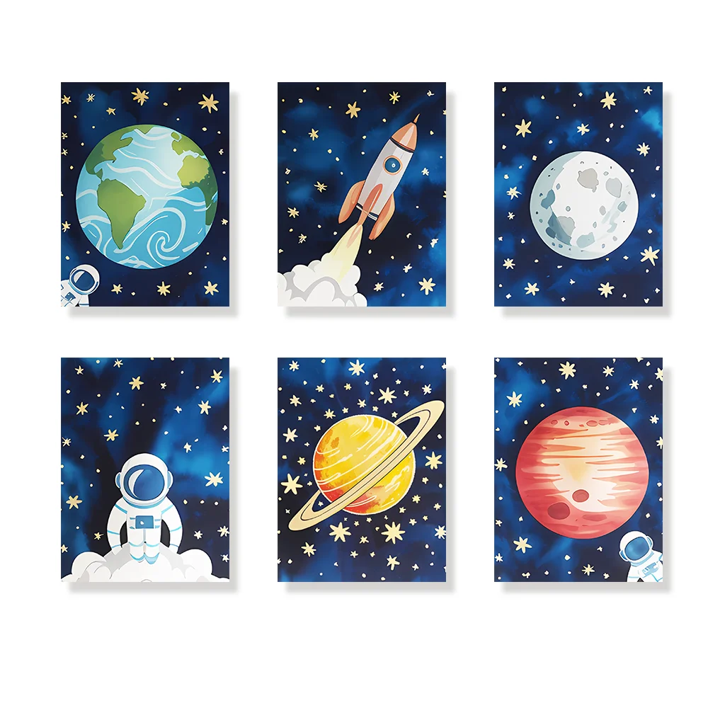 Pintar por números - 6 mini pinturas | Fuera de este mundo