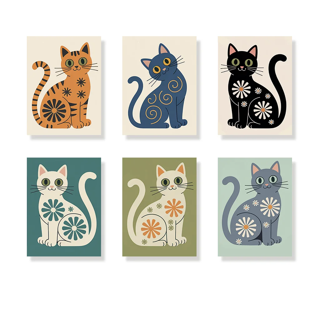 Pintar por números - 6 mini pinturas | La colección de Gatos Mod