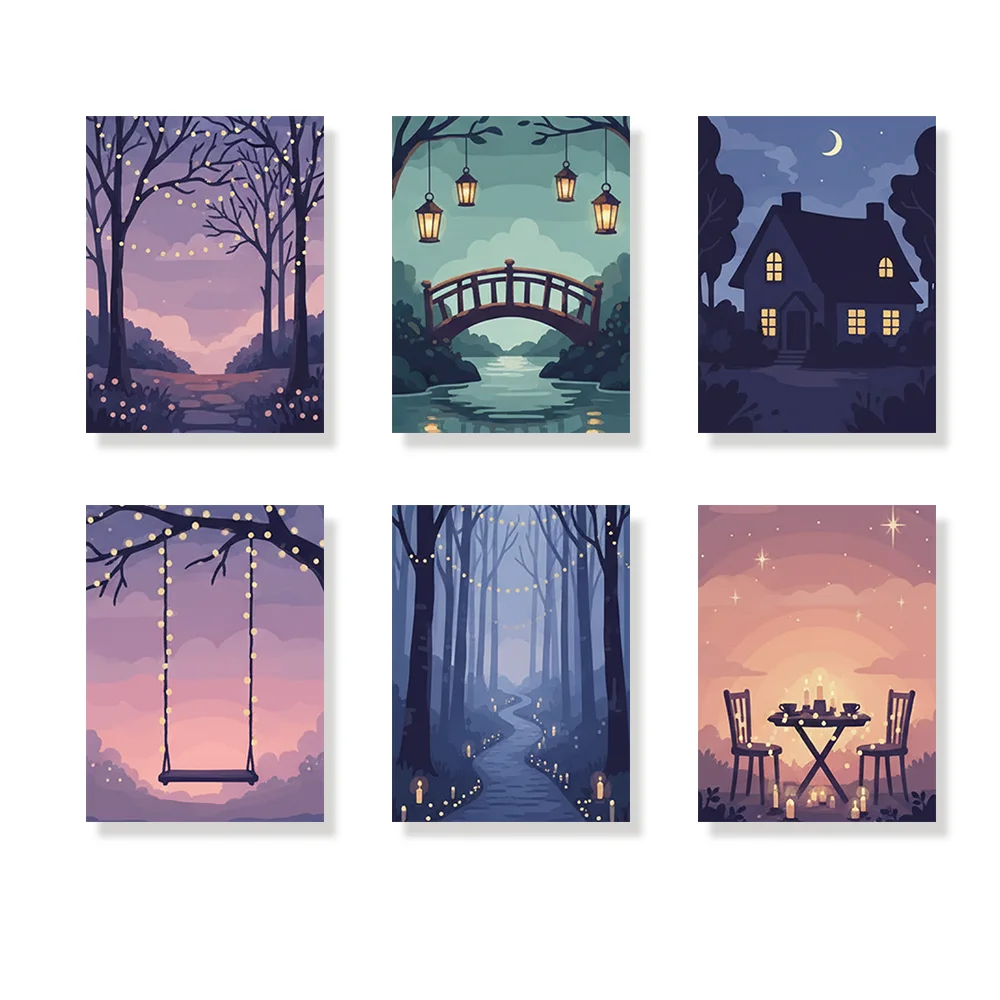 Pintar por números - 6 mini pinturas | Noche de cuentos de hadas