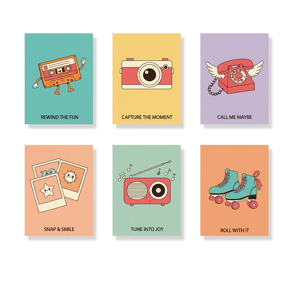 Pintar por números - 6 mini pinturas | Objetos retro divertidos