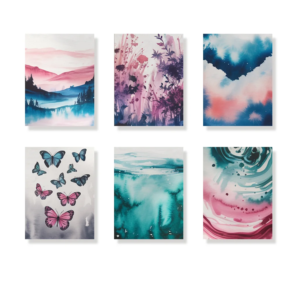 Pintar por números - 6 mini pinturas | Paisajes de ensueño en tonos pastel