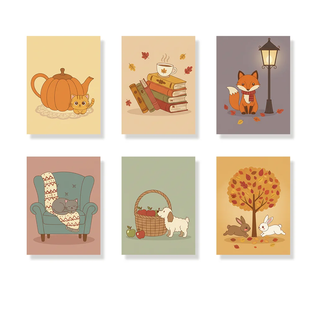 Pintar por números - 6 mini pinturas | Peculiaridad otoñal