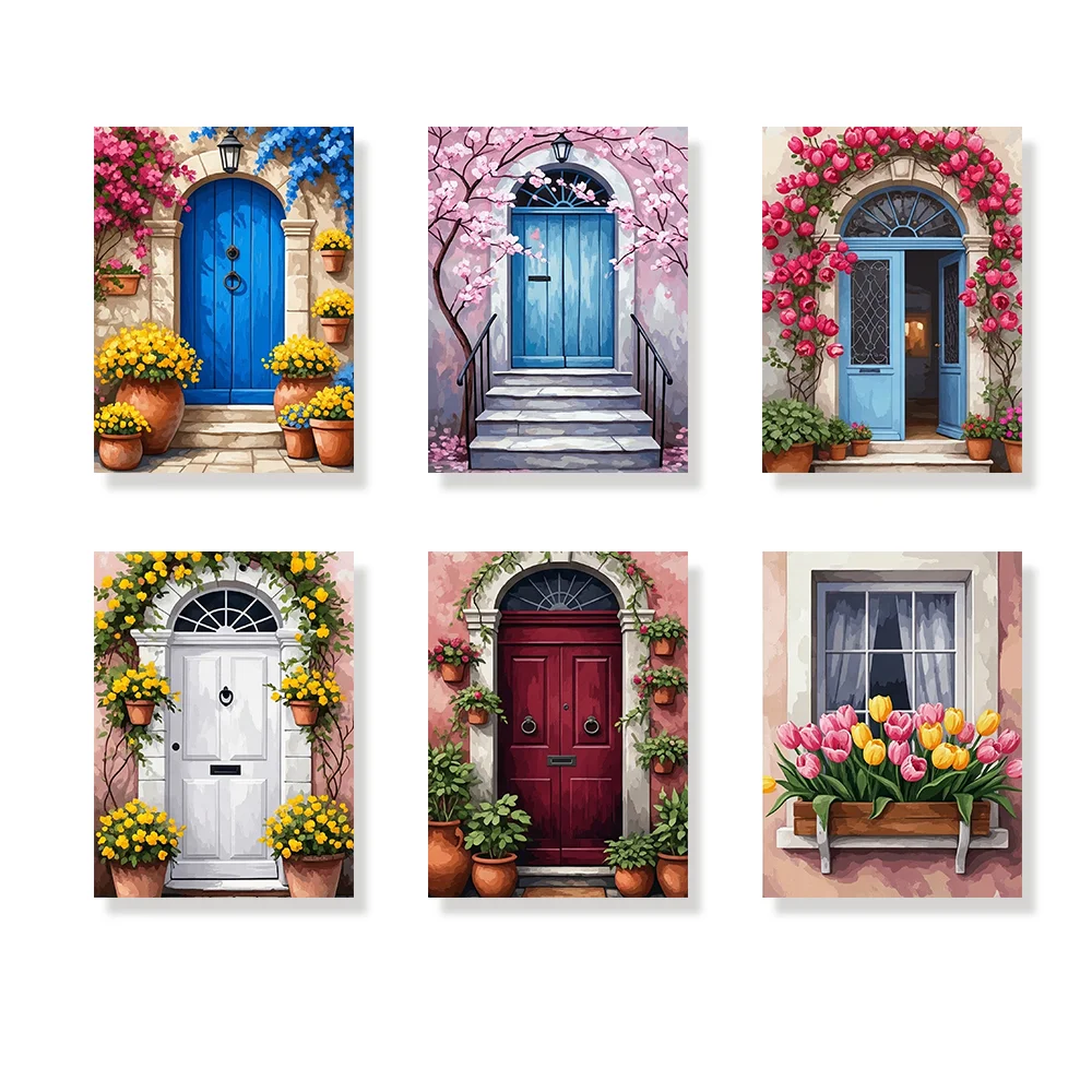 Pintar por números - 6 mini pinturas | Pétalos y portales