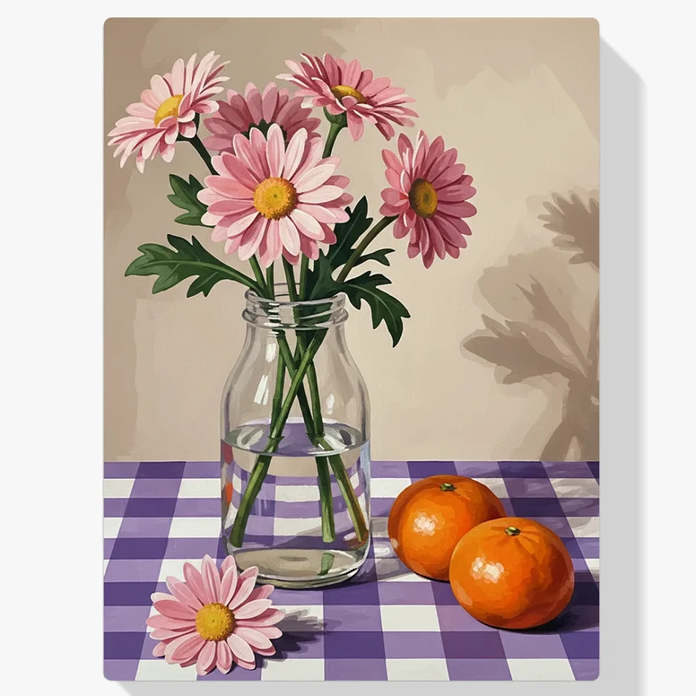 Pintar por Números - Acogedor jarrón con flores y naranjas