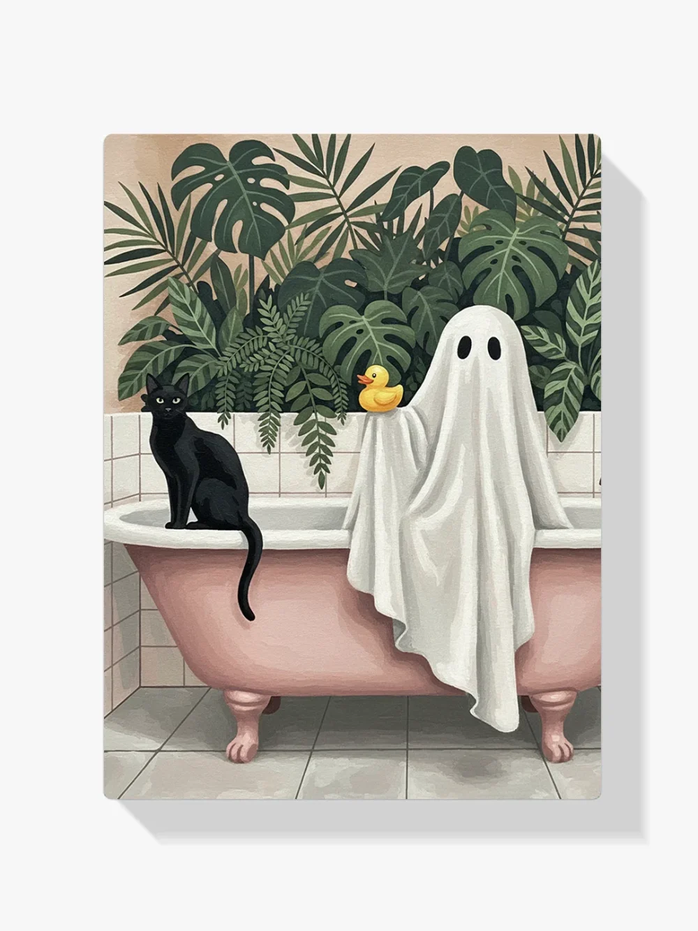 Pintar por Números - Bonito gato fantasma pato en la bañera, foto 1