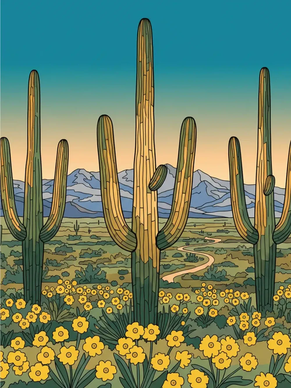 Pintar por Números - Cactus del desierto del suroeste, foto 2