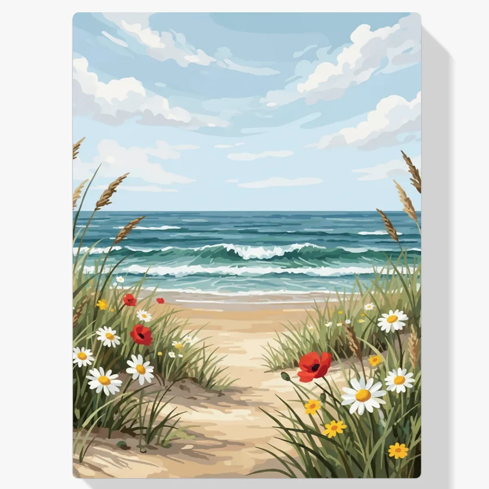 Pintar por Números - Campo de flores silvestres en la playa costera