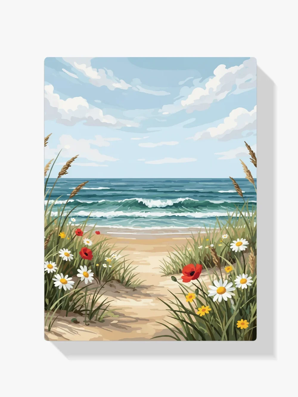 Pintar por Números - Campo de flores silvestres en la playa costera, foto 1