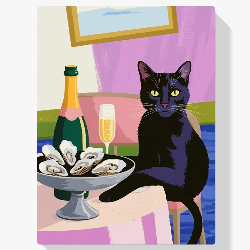 Pintar por Números - Cóctel de ostras con gato
