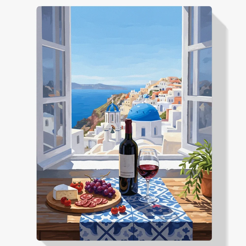 Pintar por Números - Comida Vino Naturaleza muerta