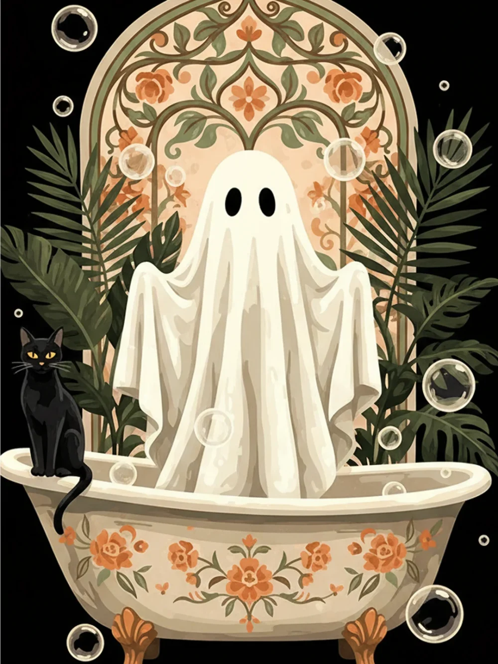 Pintar por Números - Fantasma y gato en la bañera, foto 2