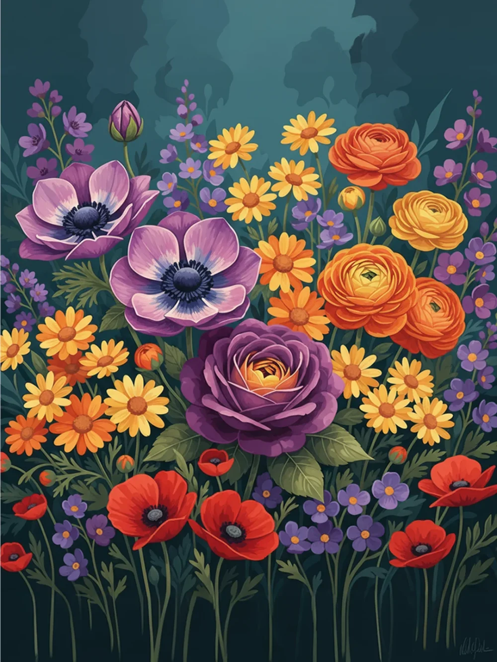 Pintar por Números - Flores silvestres coloridas, foto 2