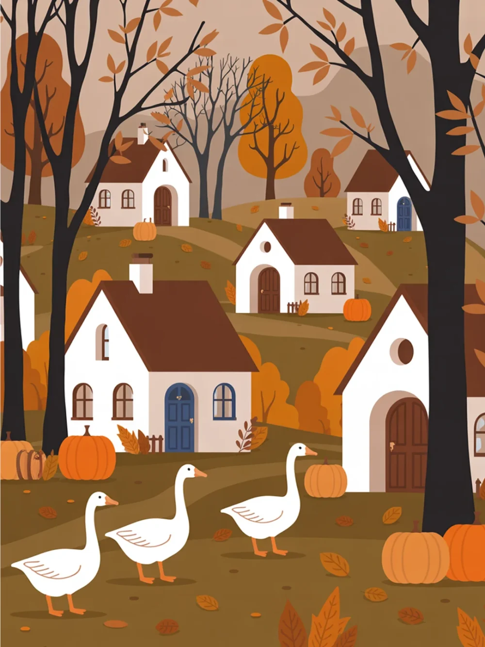 Pintar por Números - Gansos otoñales Calabaza, foto 2