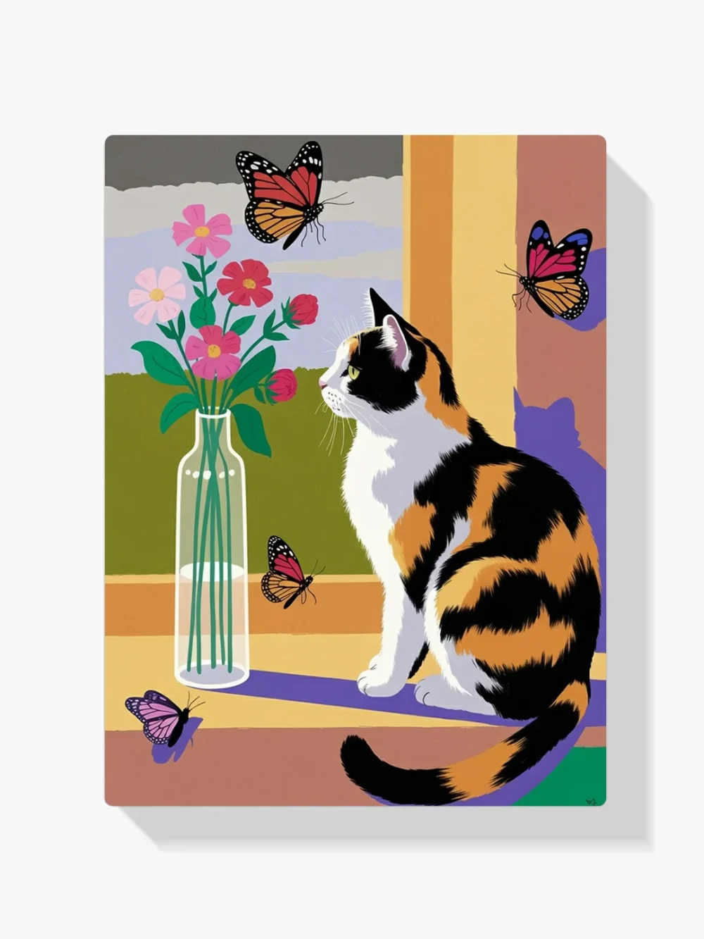 Pintar por Números - Gato atigrado floral, foto 1